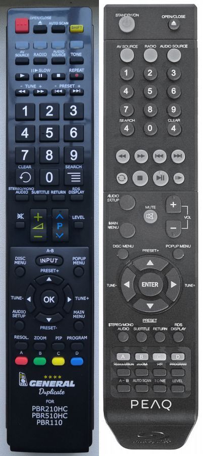 PEAQ PBR210HC, PBR510HC, PBR110 - távirányító duplikátum