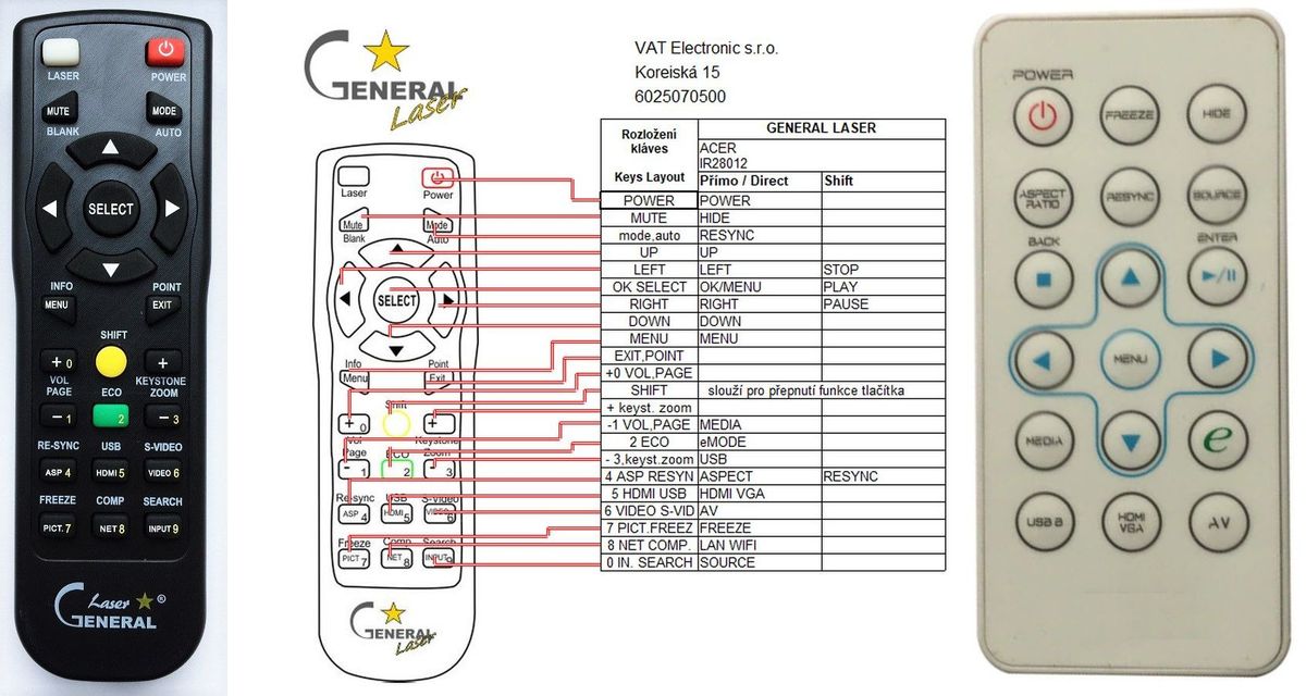 ACER IR28012, K-11 - távirányító lézermutatóval