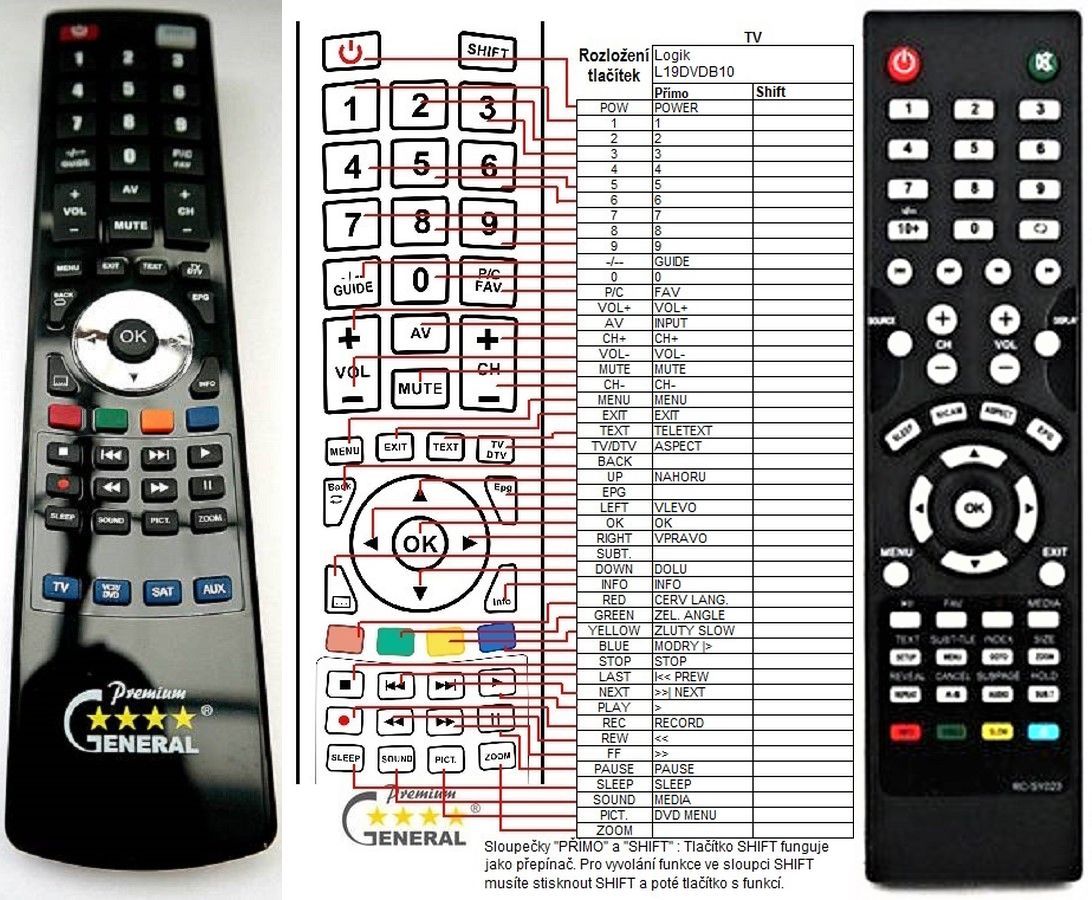 BUSH LE-40GB01, LE40GB01C -   


kompatibilis General márkájú távirányító
