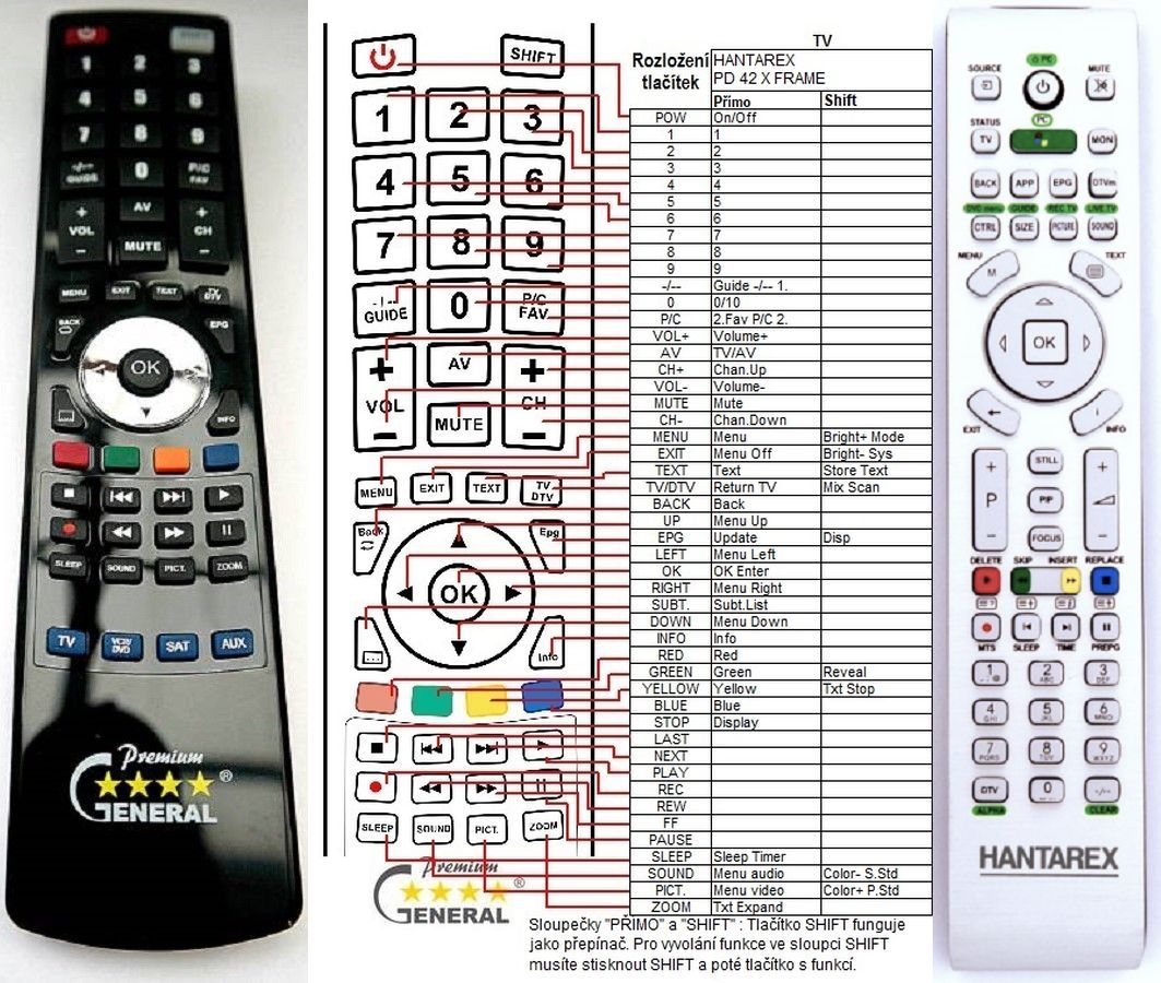 HANTAREX PD42SG,  LCD40SGBTV -   


kompatibilis General márkájú távirányító