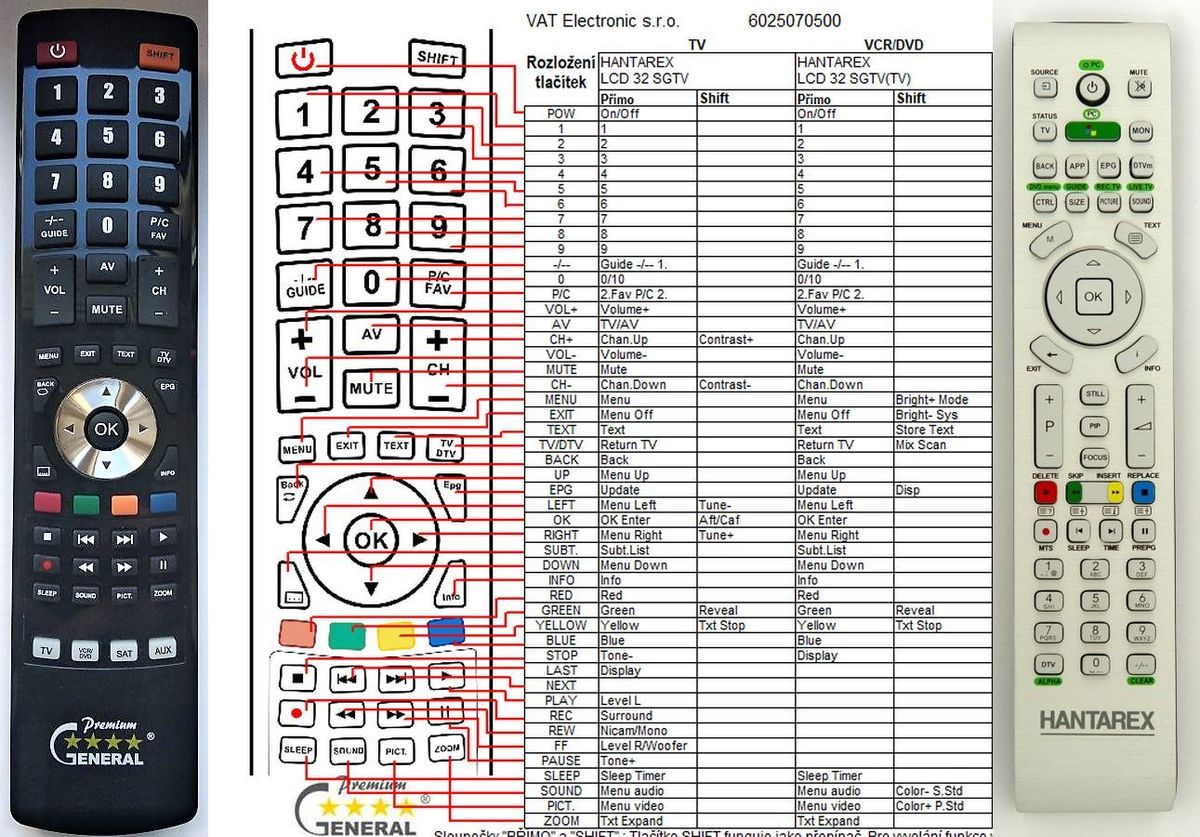 HANTAREX LCD-32BLDVBT, LCD-32SG -   


kompatibilis General márkájú távirányító