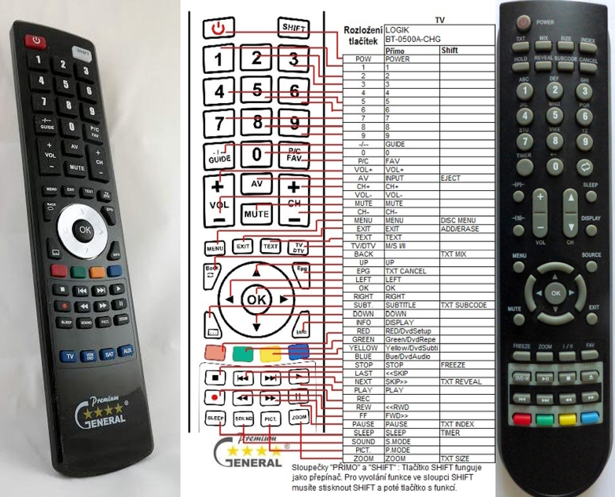 LOGIK BT-0500A-CHG -   


kompatibilis General márkájú távirányító