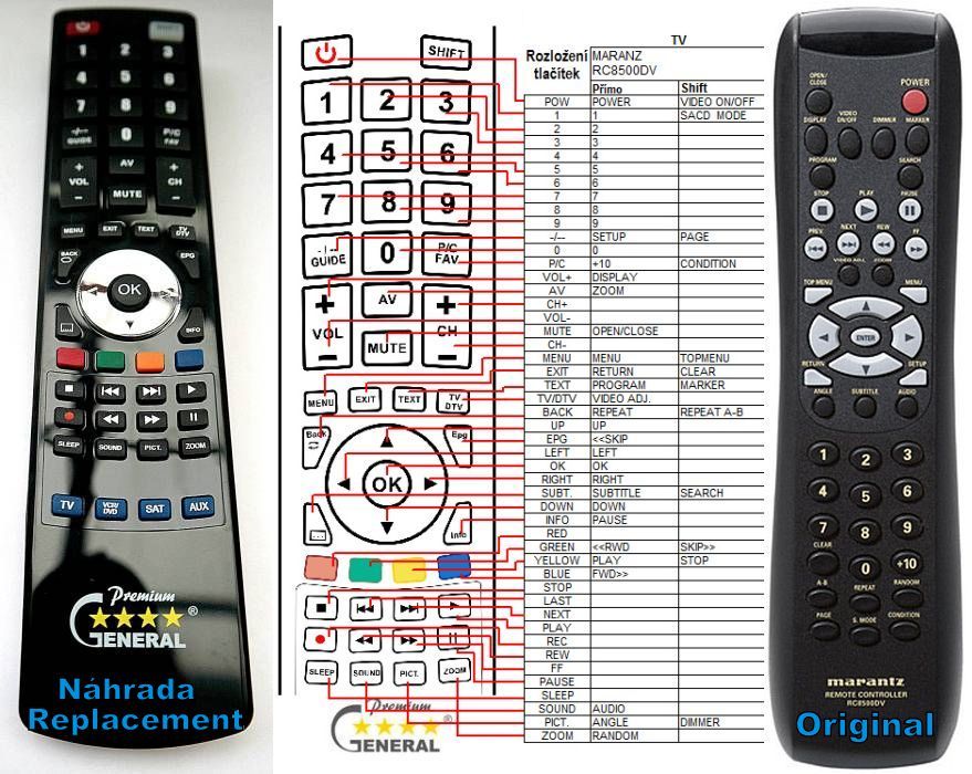 MARANTZ RC-8500DV -   


kompatibilis General márkájú távirányító