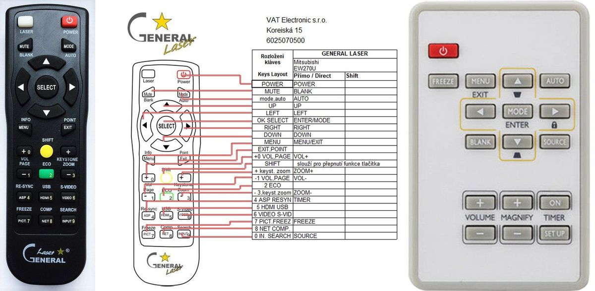 MITSUBISHI EW270U - távirányító lézermutatóval