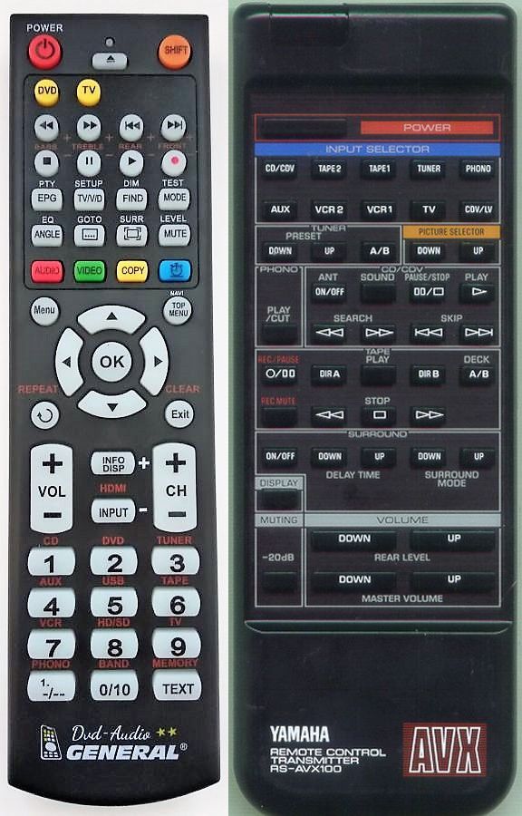 YAMAHA RS-AVX100 -   


kompatibilis General márkájú távirányító