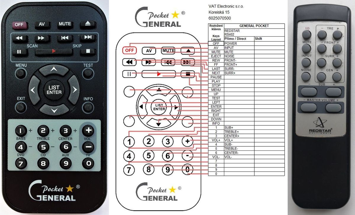 REDSTAR RS-402 -   


kompatibilis General márkájú távirányító