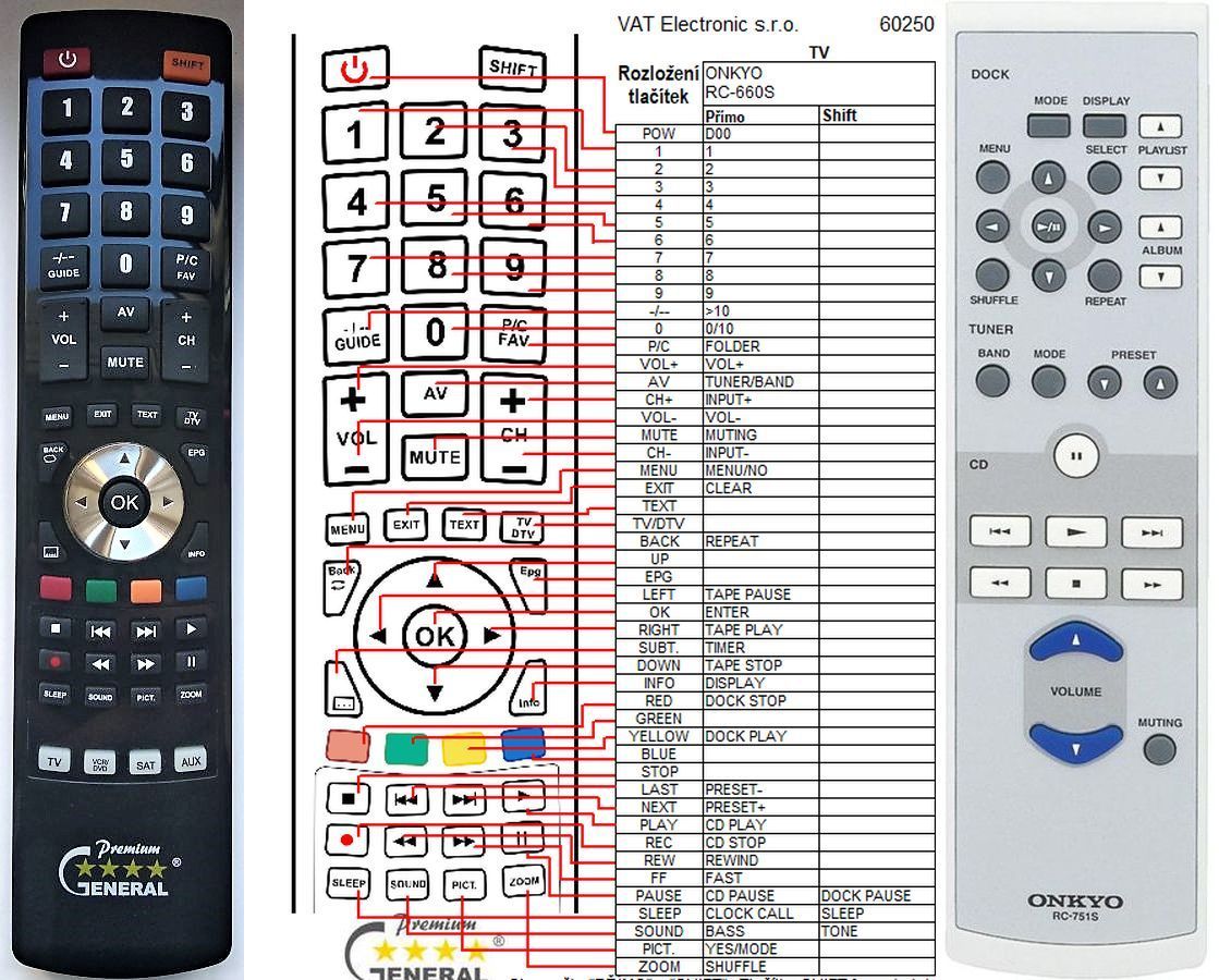 ONKYO RC-751S -   


kompatibilis General márkájú távirányító
