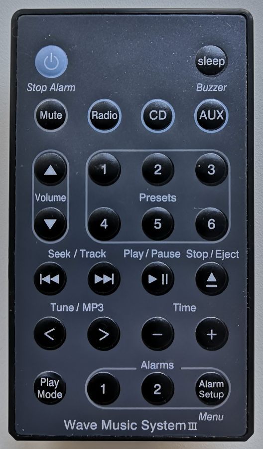 BOSE WAVE I, II, III, IV - helyettesítő távirányító
FEKETE