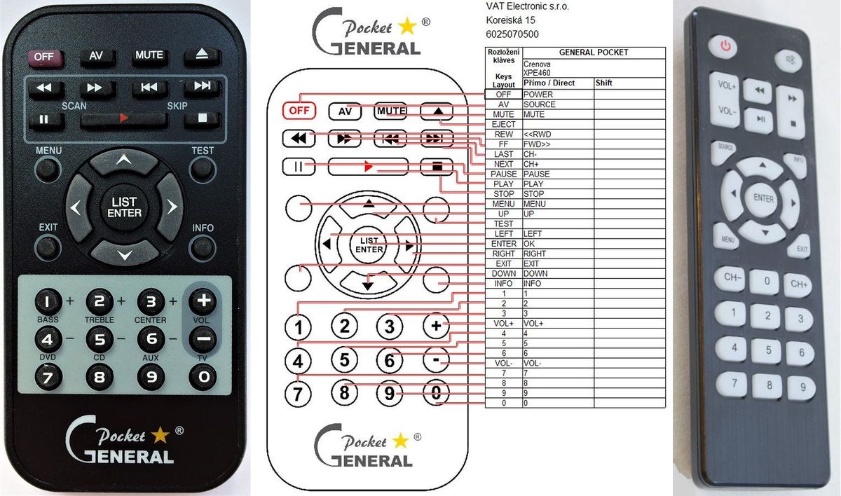 Crenova XPE-460, XPE-496 -   


kompatibilis General márkájú távirányító