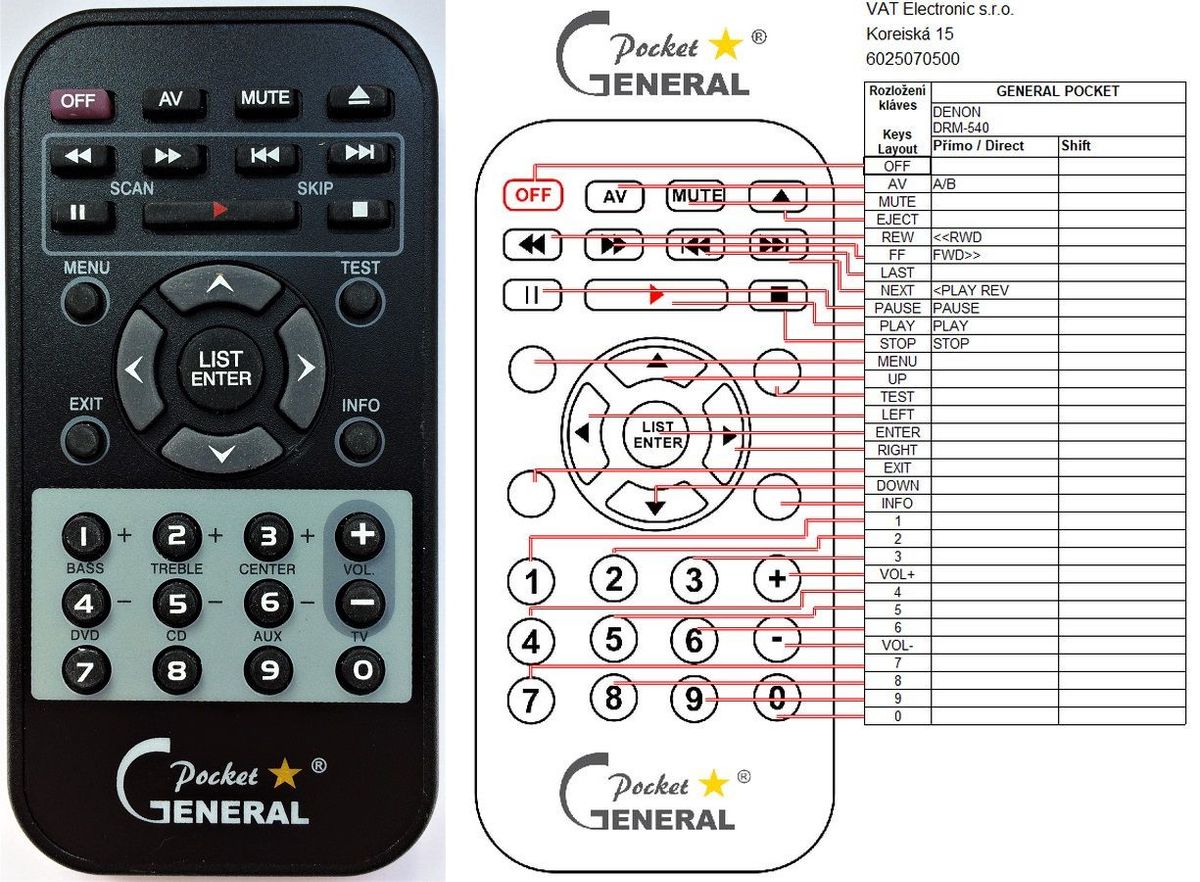 DENON DRM-540, DRM-550 -   


kompatibilis General márkájú távirányító